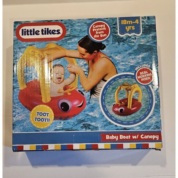 Little Tikes Baby Boat with Canopy, Pool Float, 18 Months - 4 Years - Picture 1 of 4